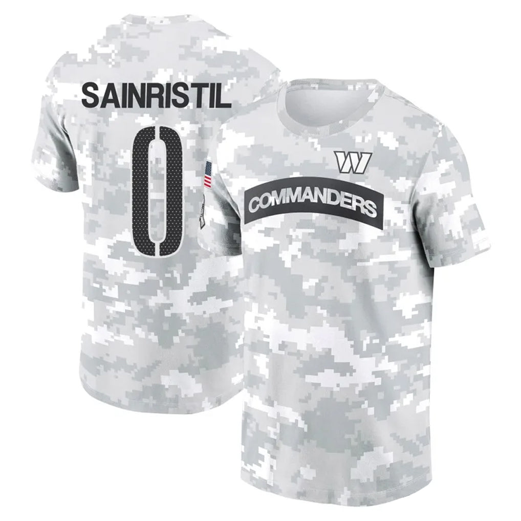 Punc W.Commanders #0 Mike Sainristil Player Salute to Service Hoodies T-Shirts Stitched Jerseys