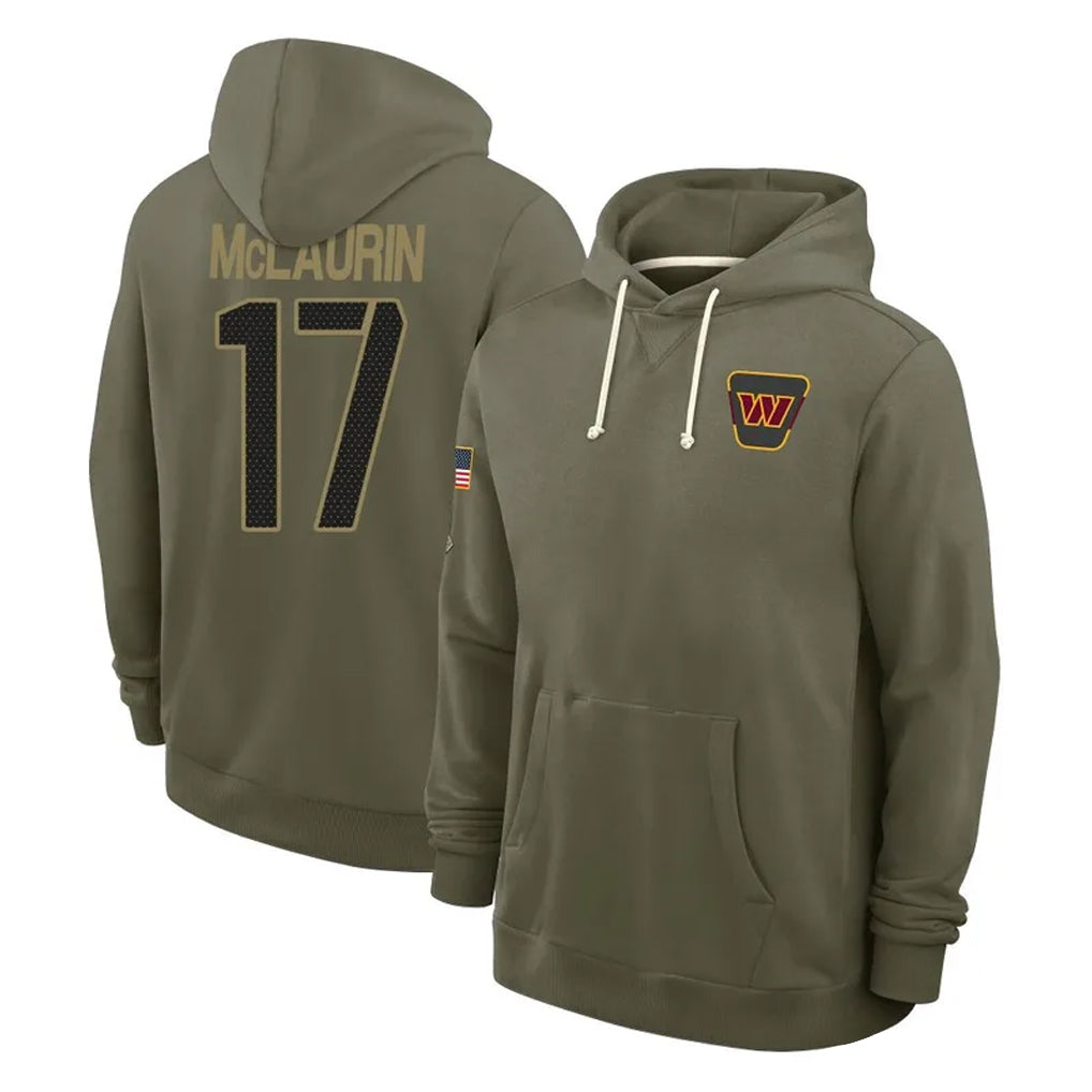 Punc W.Commanders #17 Terry Mclaurin Player Olive Salute to Service Pullover Hoodies Limited Home Stitched Jerseys