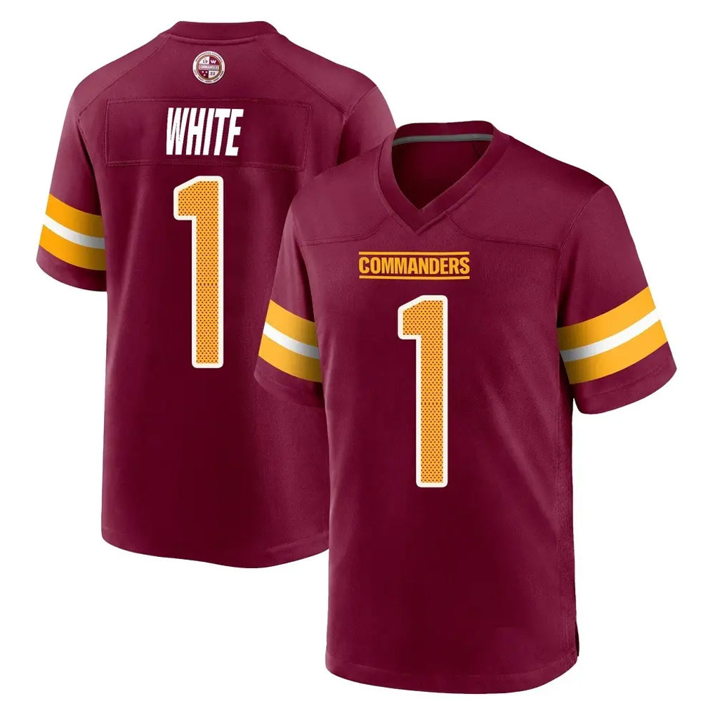 Punc W.Commanders #1 Rachaad White Player Burgundy Home Game Stitched Jerseys
