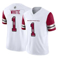 Punc W.Commanders #1 Rachaad White Player White Vapor F.U.S.E. Limited Home Game Stitched Jerseys