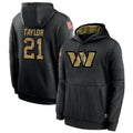 Punc W.Commanders #21 Sean Taylor Player Black Salute to Service Hoodies Stitched Jerseys