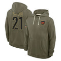 Punc W.Commanders #21 Sean Taylor Player Olive Salute to Service Hoodies Stitched Jerseys