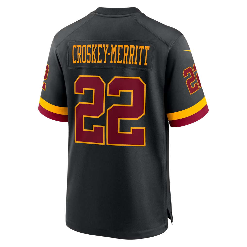Punc W.Commanders #22 Jacory Croskey-Merritt Black Hail Raiser Alternate Game Stitched Jerseys