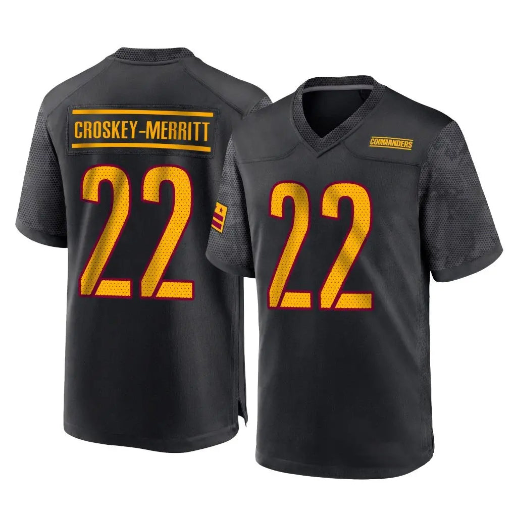 Punc W.Commanders #22 Jacory Croskey-Merritt Player Black Home Game Stitched Jerseys