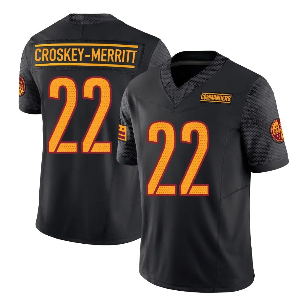 Punc W.Commanders #22 Jacory Croskey-Merritt Player Black Vapor F.U.S.E. Limited Stitched Jerseys