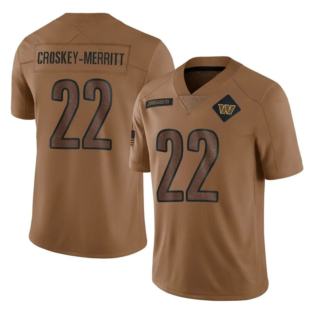 Punc W.Commanders #22 Jacory Croskey-Merritt Player Brown Salute To Service Limited Stitched Jerseys