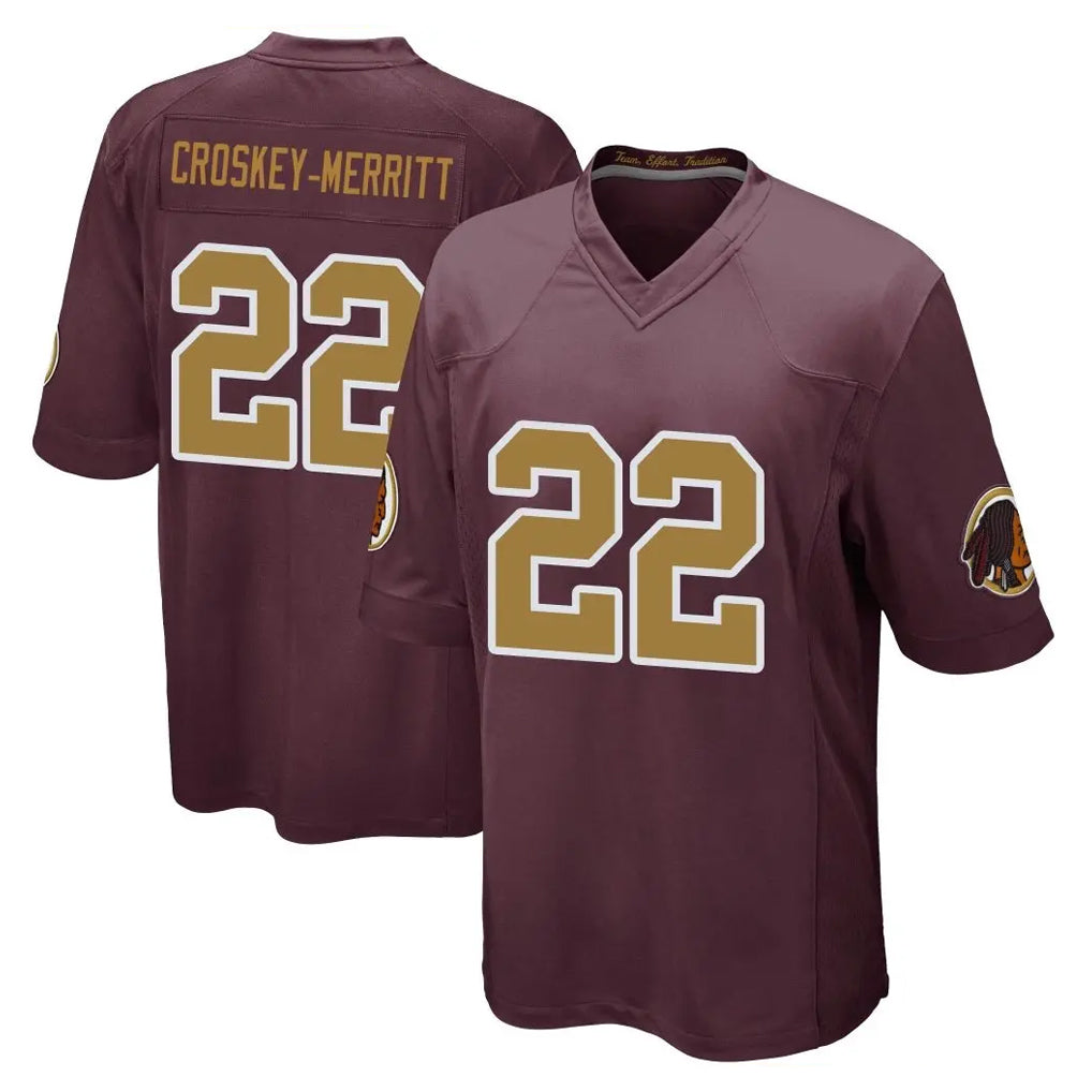 Punc W.Commanders #22 Jacory Croskey-Merritt Player Burgundy Alternate Home Game Stitched Jerseys
