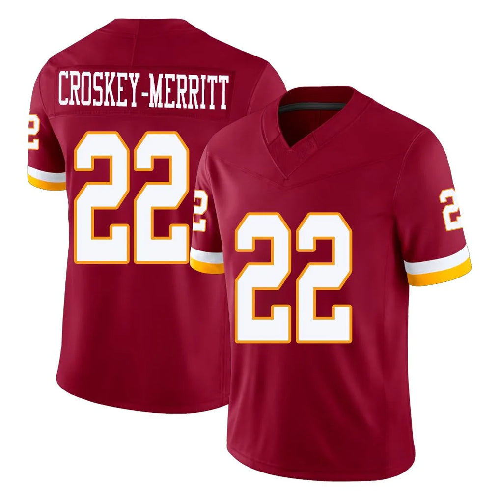 Punc W.Commanders #22 Jacory Croskey-Merritt Player Burgundy Limited Team Vapor F.U.S.E. Home Game Stitched Jerseys