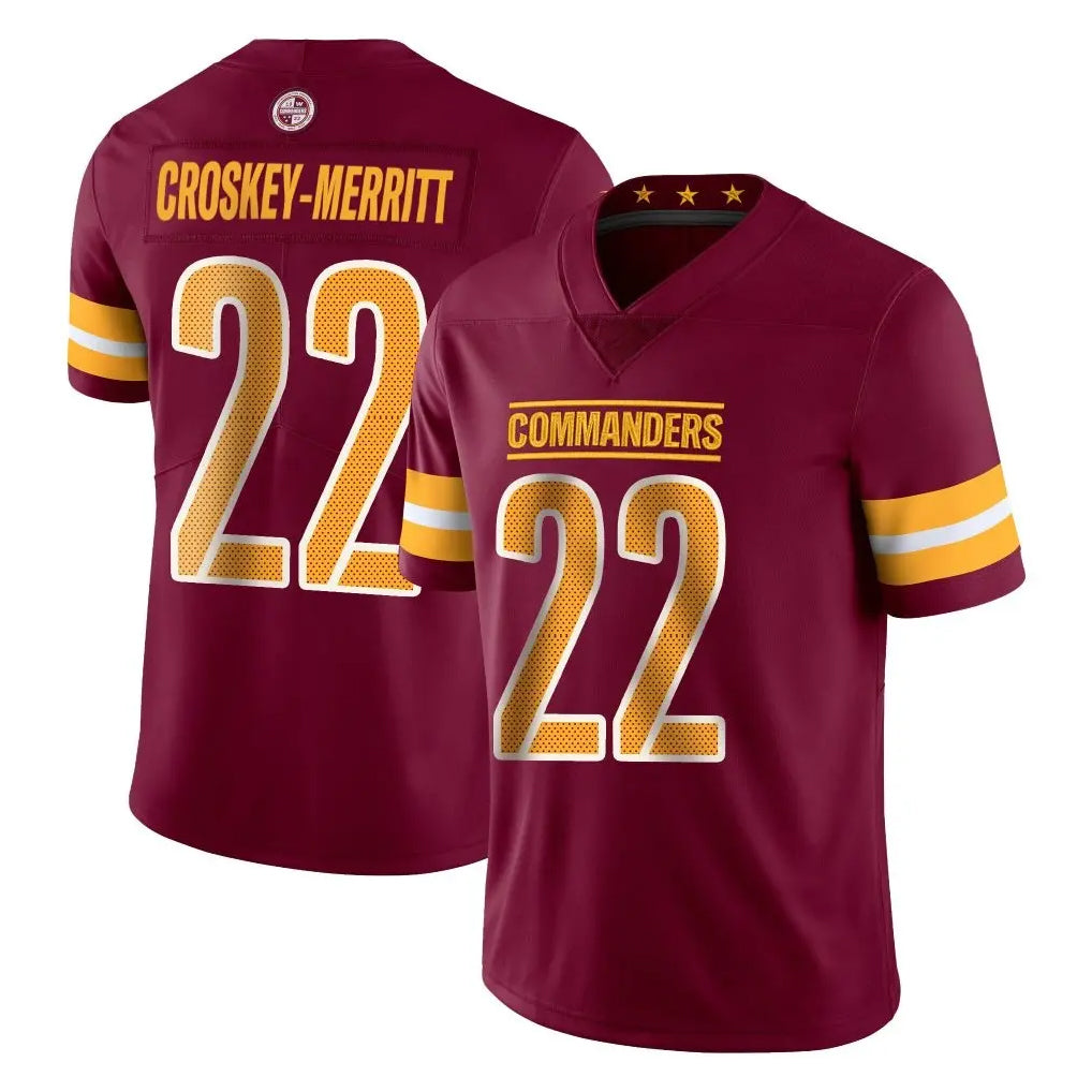 Punc W.Commanders #22 Jacory Croskey-Merritt Player Burgundy Limited Vapor Home Game Stitched Jerseys