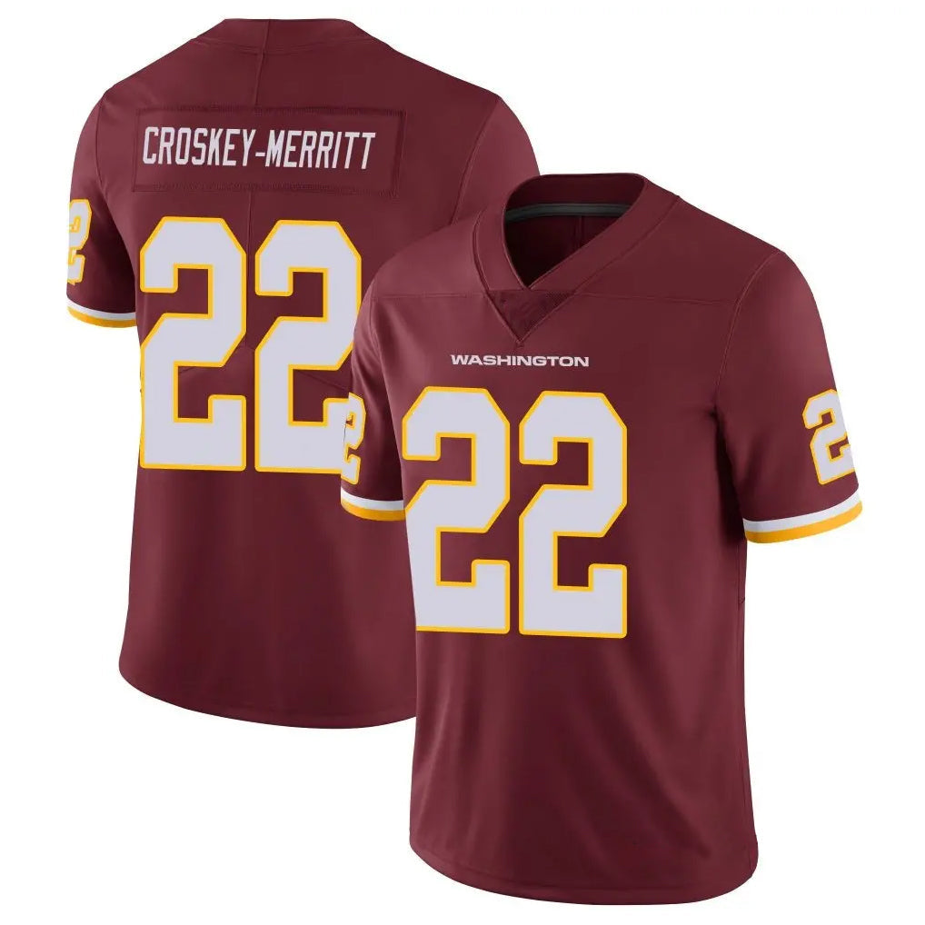 Punc W.Commanders #22 Jacory Croskey-Merritt Player Burgundy Vapor Limited Stitched Jerseys