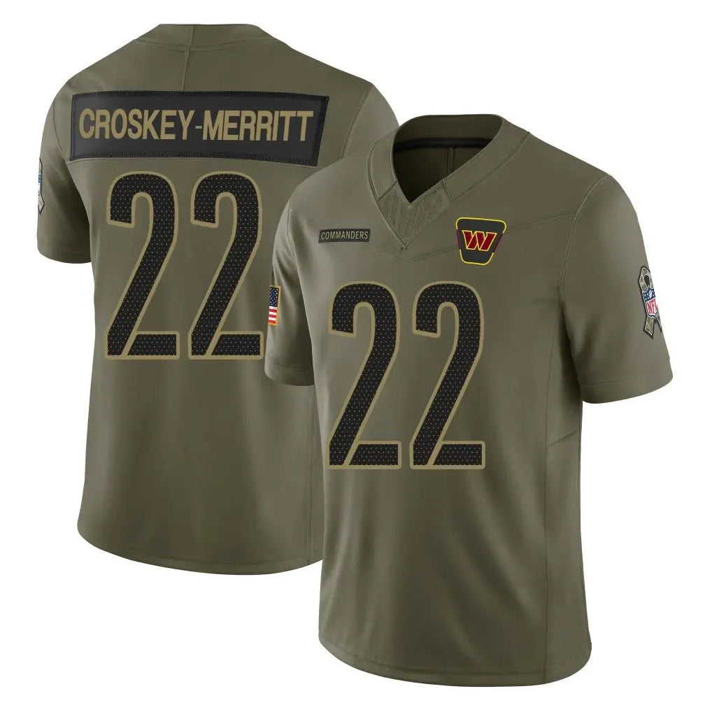 Punc W.Commanders #22 Jacory Croskey-Merritt Player Olive Salute To Service Limited Stitched Jerseys