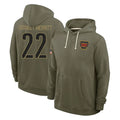 Punc W.Commanders #22 Jacory Croskey-Merritt Player Olive Salute to Service Pullover Hoodies Limited Home Stitched Jerseys