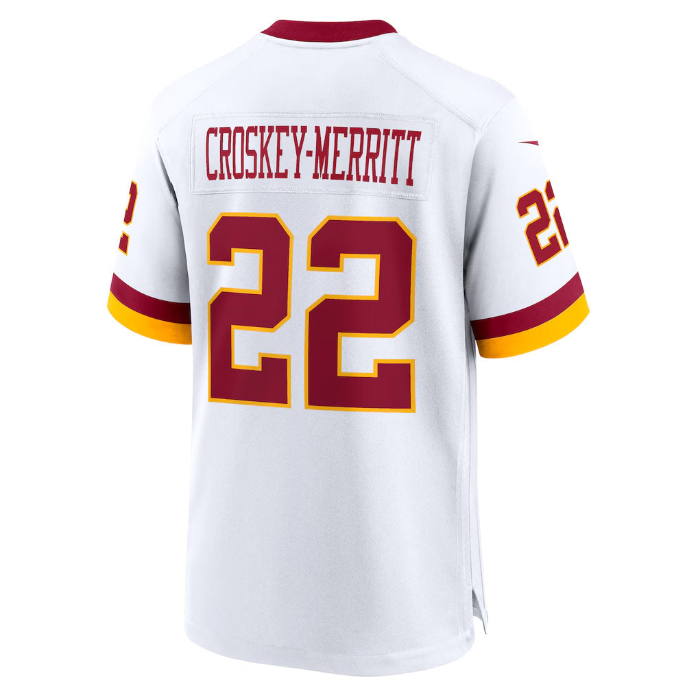 Punc W.Commanders #22 Jacory Croskey-Merritt Player White Home Game Stitched Jerseys