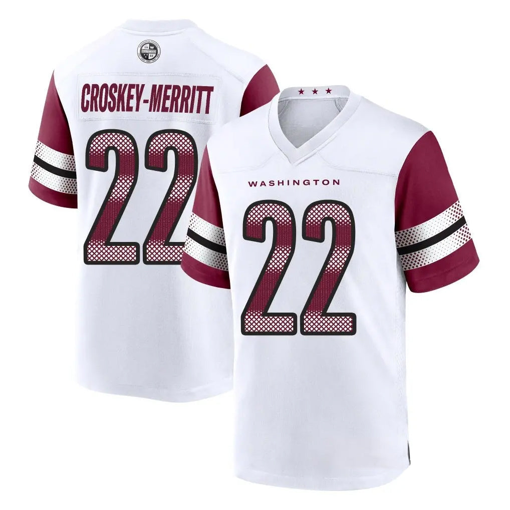 Punc W.Commanders #22 Jacory Croskey-Merritt Player White Limited Home Game Stitched Jerseys