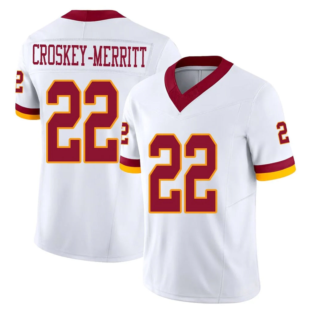 Punc W.Commanders #22 Jacory Croskey-Merritt Player White Limited Vapor F.U.S.E. Home Game Stitched Jerseys