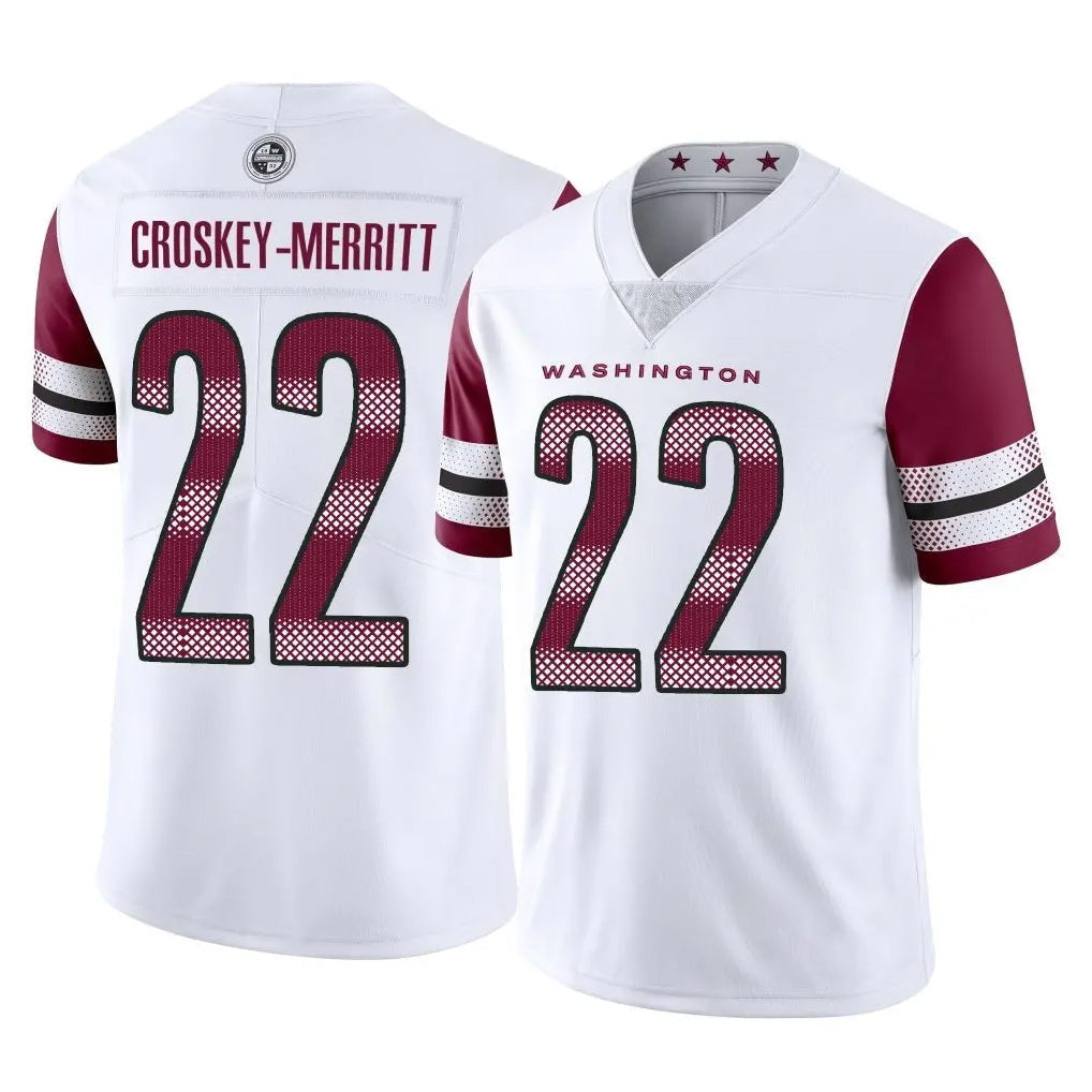 Punc W.Commanders #22 Jacory Croskey-Merritt Player White Limited Vapor Home Game Stitched Jerseys