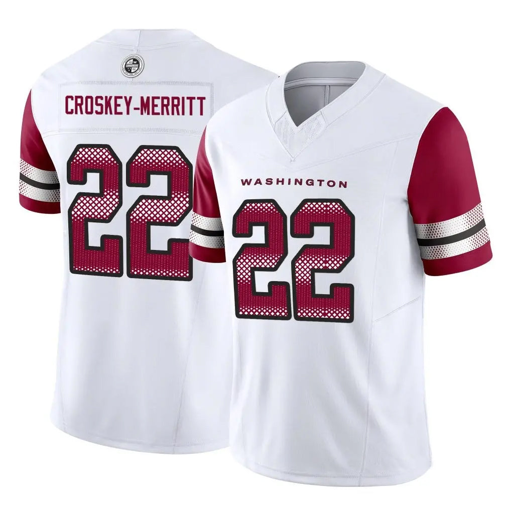 Punc W.Commanders #22 Jacory Croskey-Merritt Player White Vapor F.U.S.E. Limited Stitched Jerseys