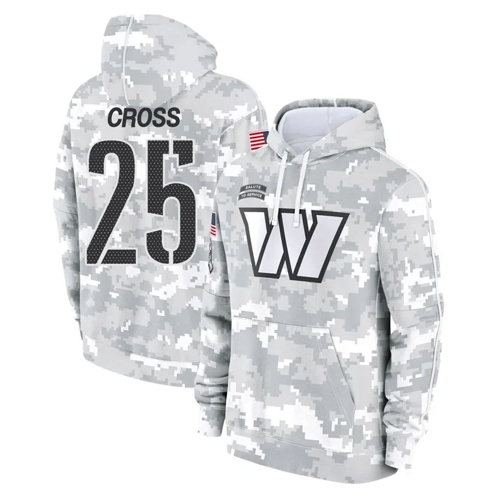 Punc W.Commanders #25 Nick Cross Player Arctic Camo Limited Salute to Service Pullover Hoodies Game Stitched Jerseys