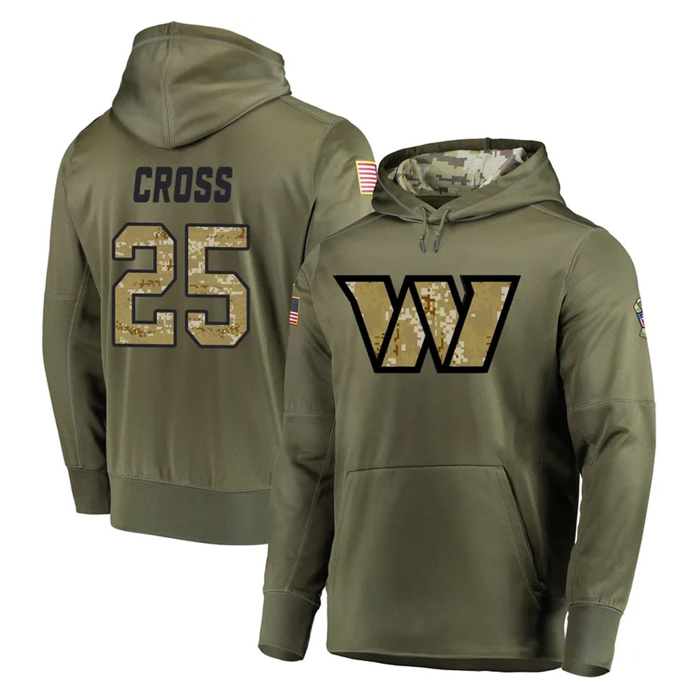 Punc W.Commanders #25 Nick Cross Player Olive Salute to Service Pullover Hoodie Limited Home Game Stitched Jerseys