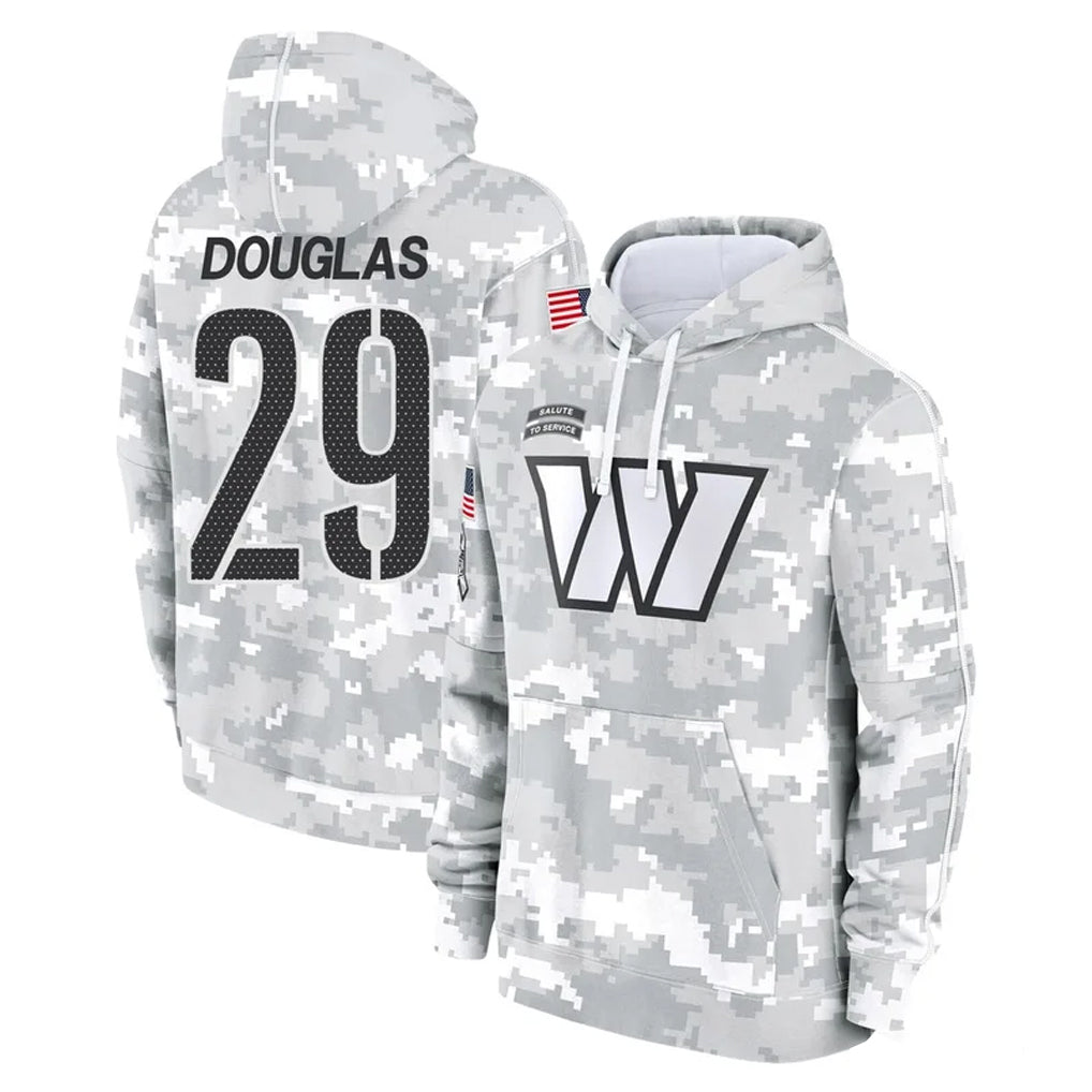 Punc W.Commanders #29 Rasul Douglas Player Arctic Camo Limited Salute to Service Pullover Hoodies Game Stitched Jerseys