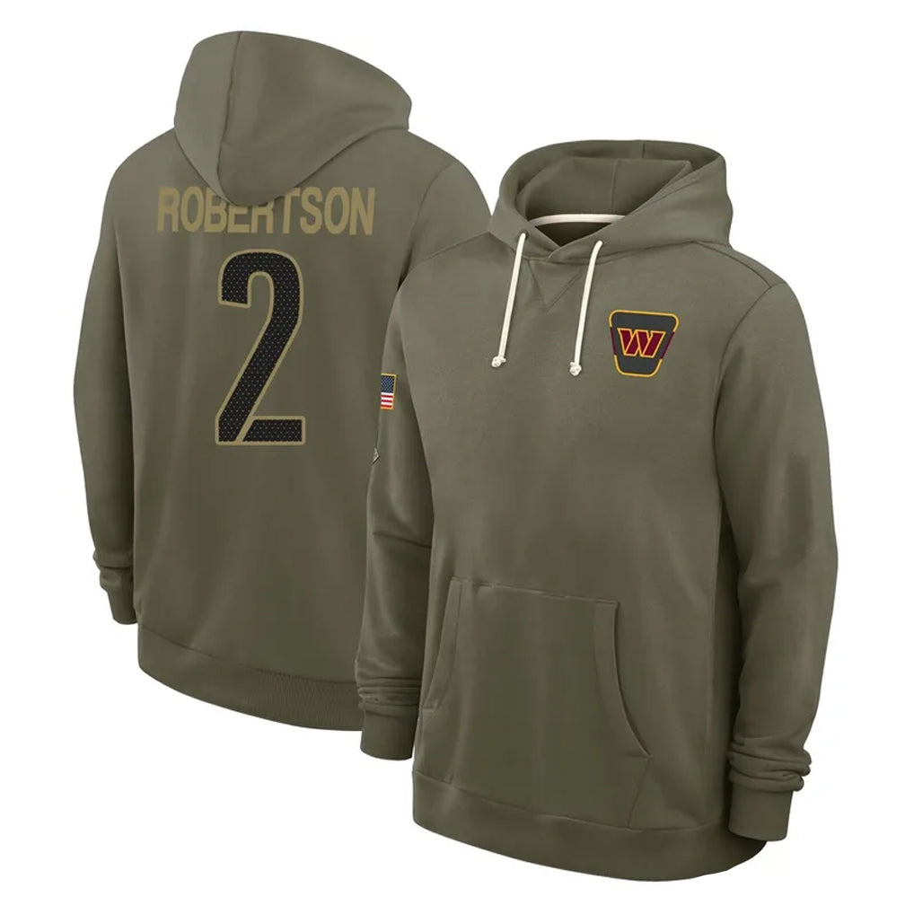 Punc W.Commanders #2 Amik Robertson Player Olive Salute to Service Pullover Hoodies Limited Home Stitched Jerseys