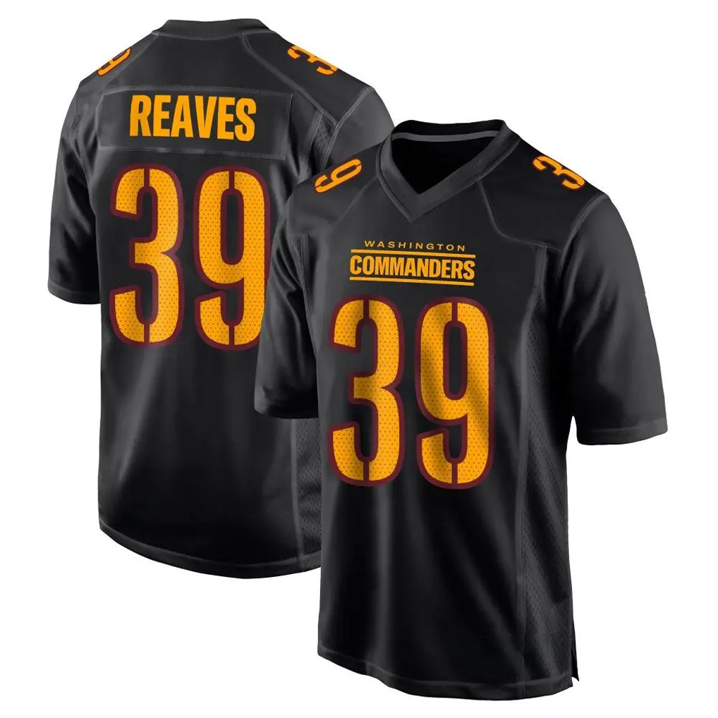 Punc W.Commanders #39 Jeremy Reaves Player Black Carbon Fashion Home Game Stitched Jerseys