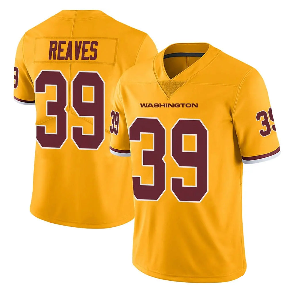 Punc W.Commanders #39 Jeremy Reaves Player Gold Limited Color Rush Home Game Stitched Jerseys