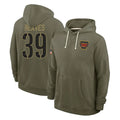 Punc W.Commanders #39 Jeremy Reaves Player Olive Salute to Service Pullover Hoodies Limited Home Stitched Jerseys