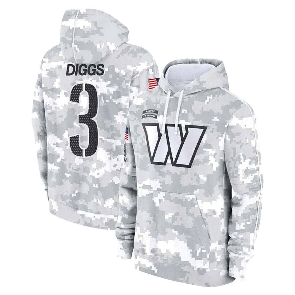 Punc W.Commanders #3 Stefon Diggs Player Arctic Camo Limited Salute to Service Pullover Hoodies Game Stitched Jerseys