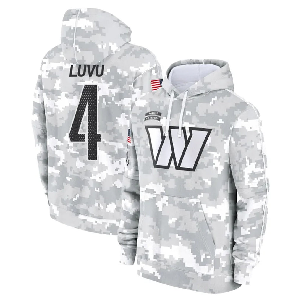 Punc W.Commanders #4 Frankie Luvu Player Arctic Camo Salute to Service Hoodies Stitched Jerseys