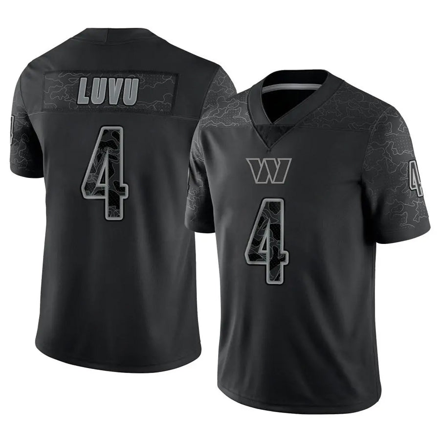 Punc W.Commanders #4 Frankie Luvu Player Black RFLCTV Limited Stitched Jerseys