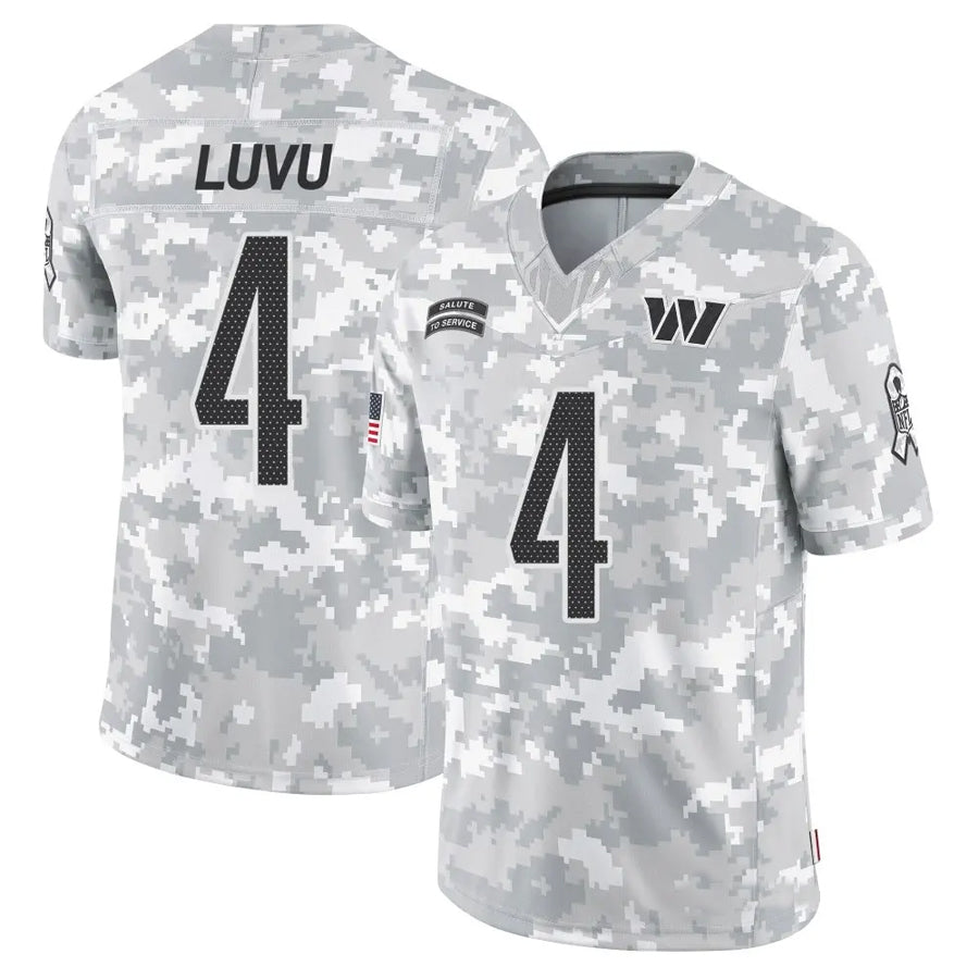 Punc W.Commanders #4 Frankie Luvu Player Limited Arctic Camo Salute to Service Stitched Jerseys