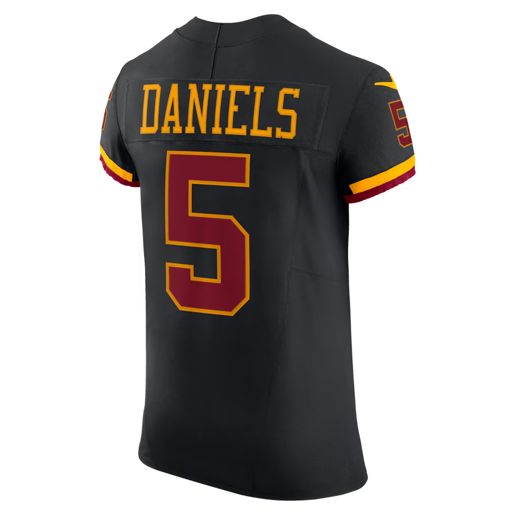 Punc W.Commanders #5 Jayden Daniels Black Alternate Vapor F.U.S.E. Elite Stitched Jerseys