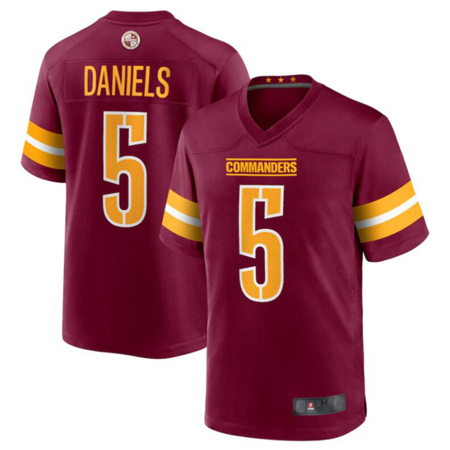 Punc W.Commanders #5 Jayden Daniels Burgundy 2024 Draft First Round Pick Player Game Stitched Jerseys