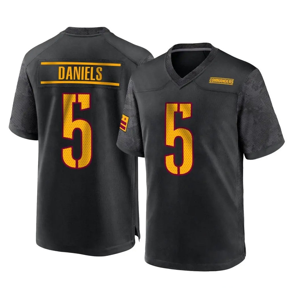 Punc W.Commanders #5 Jayden Daniels Player Black Home Game Stitched Jerseys