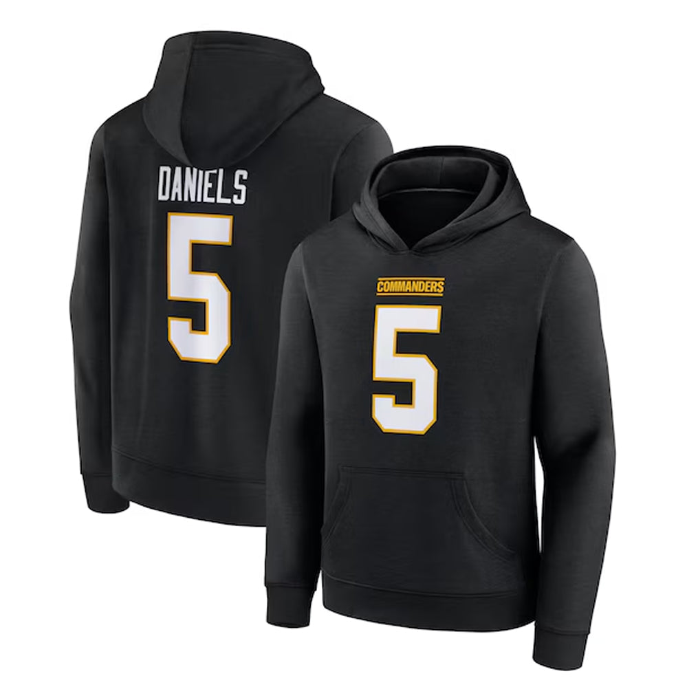 Punc W.Commanders #5 Jayden Daniels Player Black Salute to Service Hoodies Stitched Jerseys