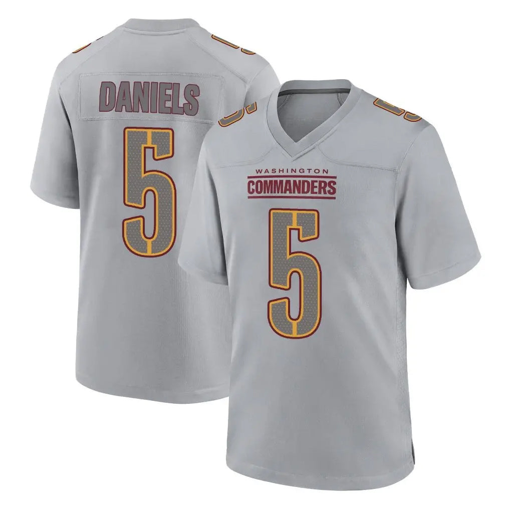 Punc W.Commanders #5 Jayden Daniels Player Gray Atmosphere Fashion Home Game Stitched Jerseys