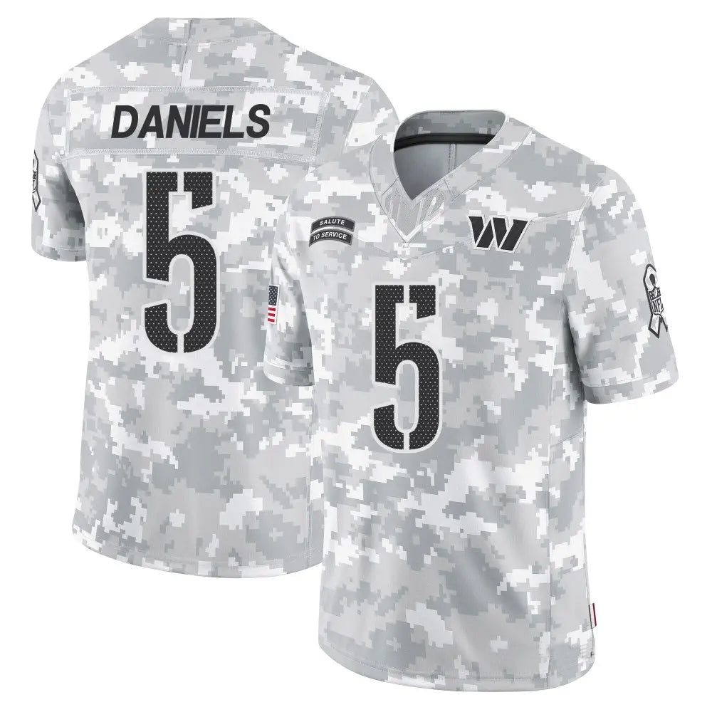 Punc W.Commanders #5 Jayden Daniels Player Limited Arctic Camo Salute to Service Stitched Jerseys