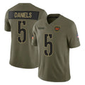 Punc W.Commanders #5 Jayden Daniels Player Olive 2025 Salute To Service Limited Home Game Stitched Jerseys