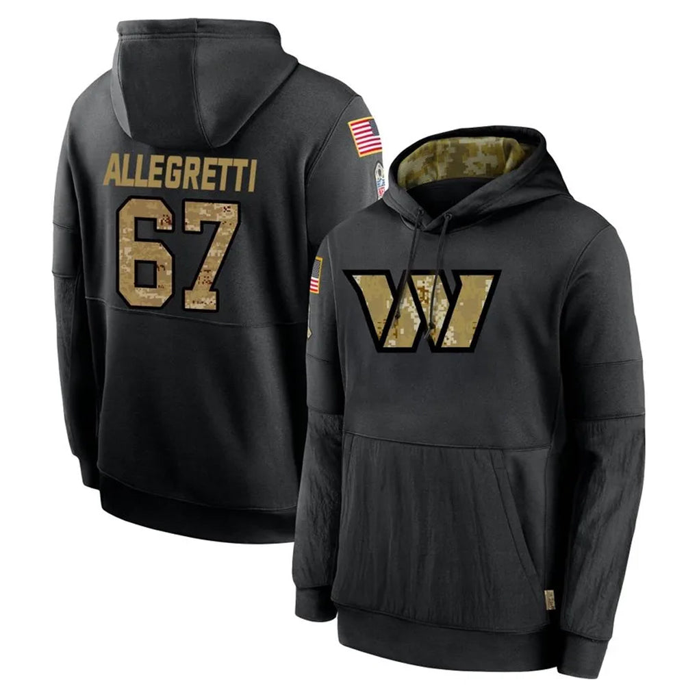Punc W.Commanders #67 Nick Allegretti Player Black Salute to Service Performance Pullover Hoodies Home Game Stitched Jerseys