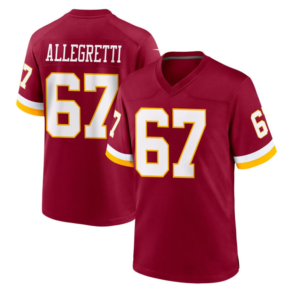 Punc W.Commanders #67 Nick Allegretti Player Burgundy Game Home Stitched Jerseys