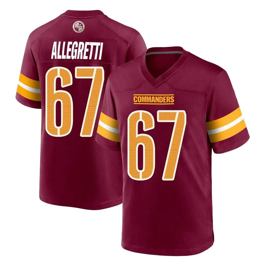 Punc W.Commanders #67 Nick Allegretti Player Burgundy Home Game Stitched Jerseys