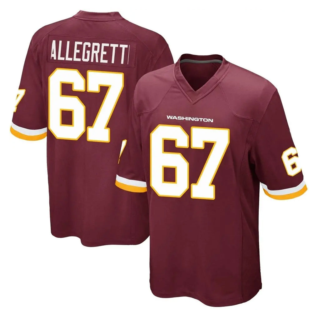 Punc W.Commanders #67 Nick Allegretti Player Burgundy Team Color Home Game Stitched Jerseys