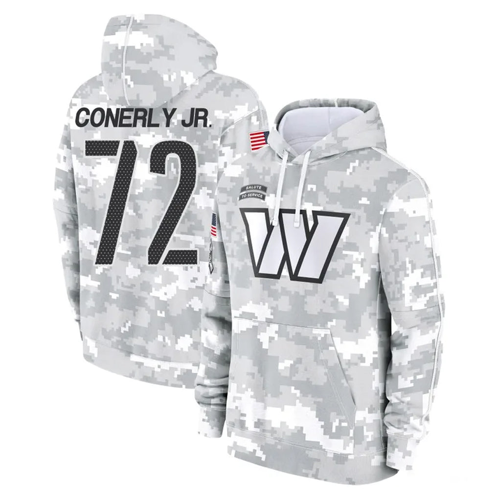 Punc W.Commanders #72 Josh Conerly Jr. Player Arctic Camo Limited Salute to Service Pullover Hoodies Game Stitched Jerseys