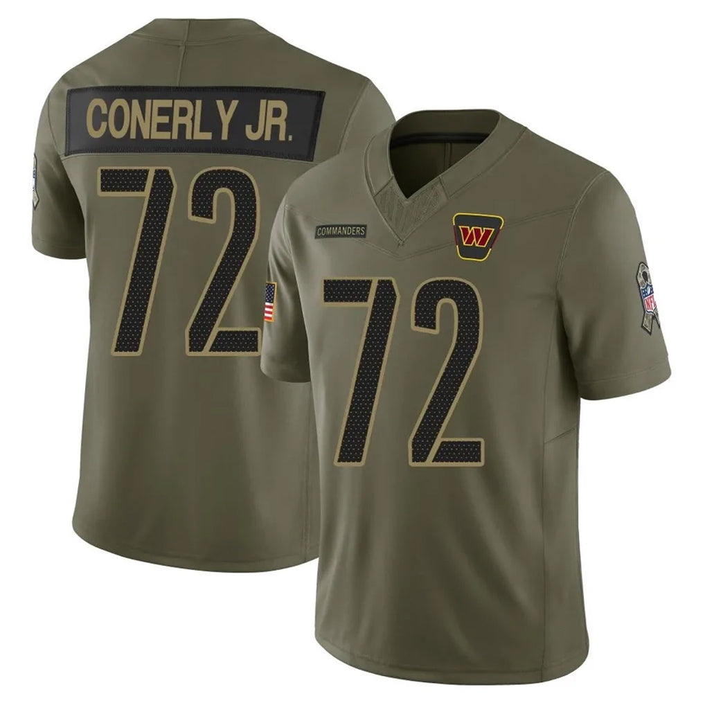 Punc W.Commanders #72 Josh Conerly Jr. Player Olive 2025 Salute To Service Limited Home Game Stitched Jerseys