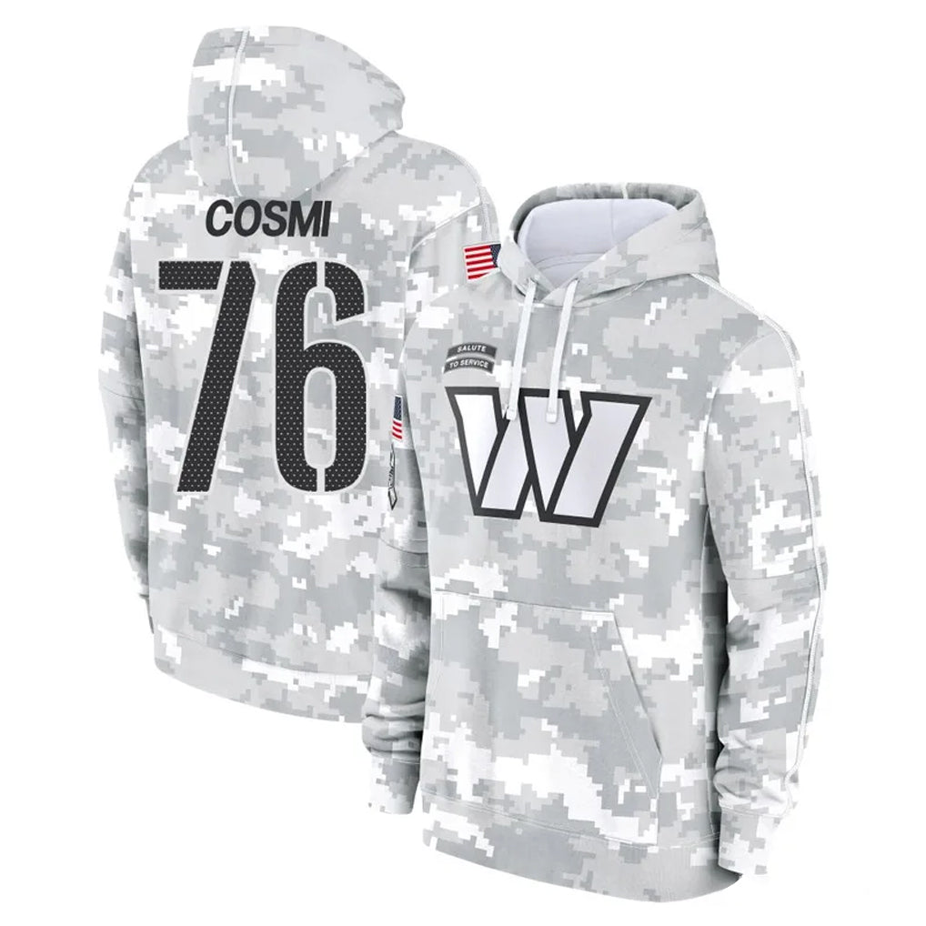 Punc W.Commanders #76 Sam Cosmi Player Arctic Camo Limited Salute to Service Pullover Hoodies Game Stitched Jerseys