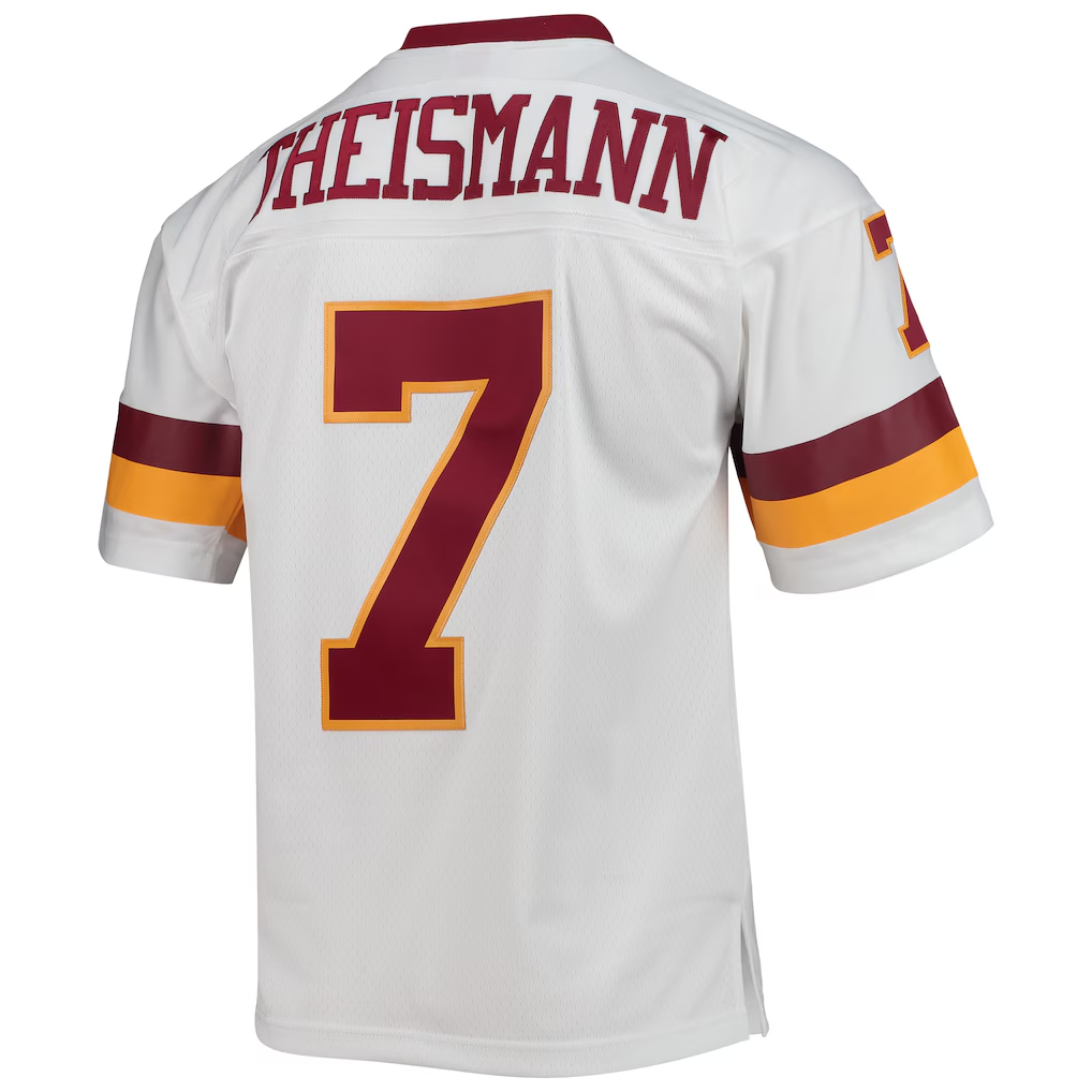 Punc W.Commanders #7 Joe Theismann Mitchell & Ness White Legacy Replica Stitched Puhic Jersey