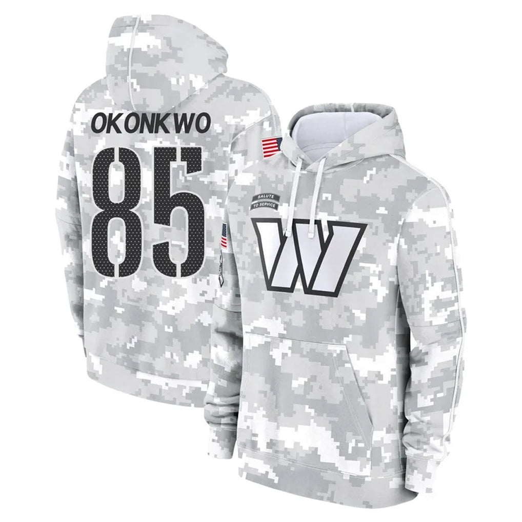 Punc W.Commanders #85 Chig Okonkwo Player Arctic Camo Limited Salute to Service Pullover Hoodies Game Stitched Jerseys