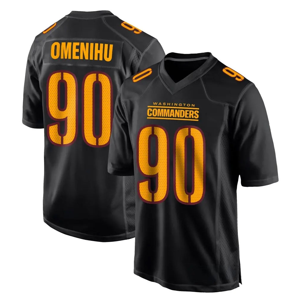 Punc W.Commanders #90 Charles Omenihu Player Black Carbon Fashion Home Game Stitched Jerseys