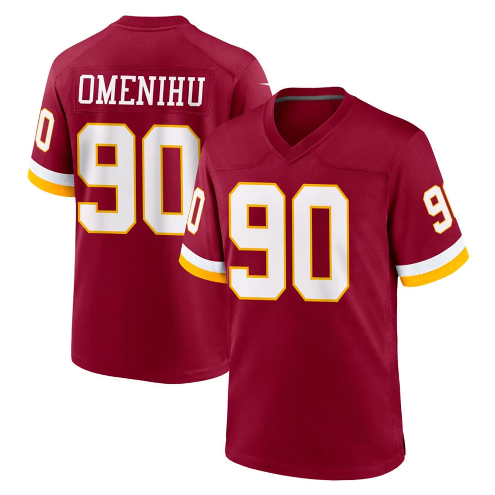 Punc W.Commanders #90 Charles Omenihu Player Burgundy Game Home Stitched Jerseys